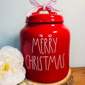 Rae Dunn Red Merry Christmas Chubby Canister